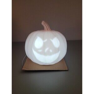 NIGHTMARE BEFORE CHRISTMAS Jack Skellington Animated 10" White Pumpkin Gemmy